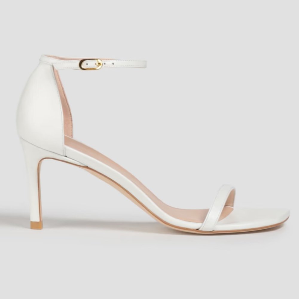 NWT Stuart Weitzman White Amelina 75 Leather Sandal Size 7.5